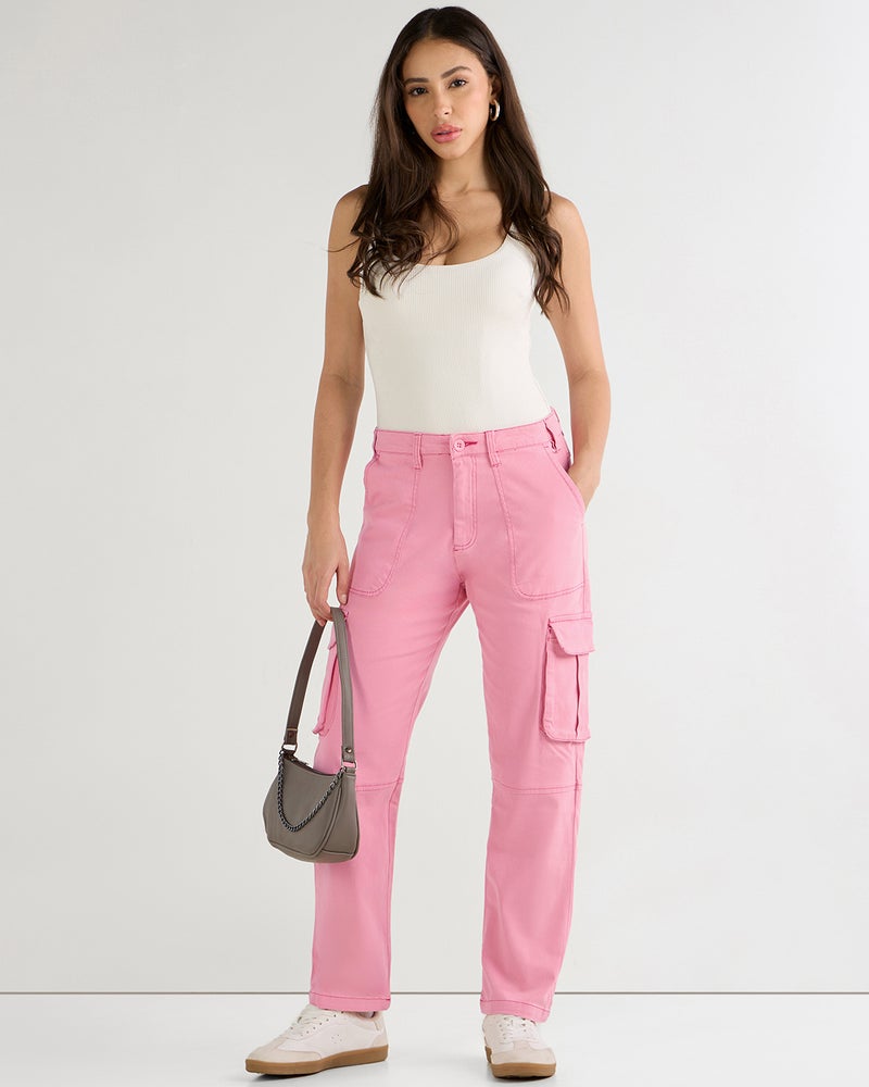 bewakoof Women's Pink Cargo Pants - Image 4